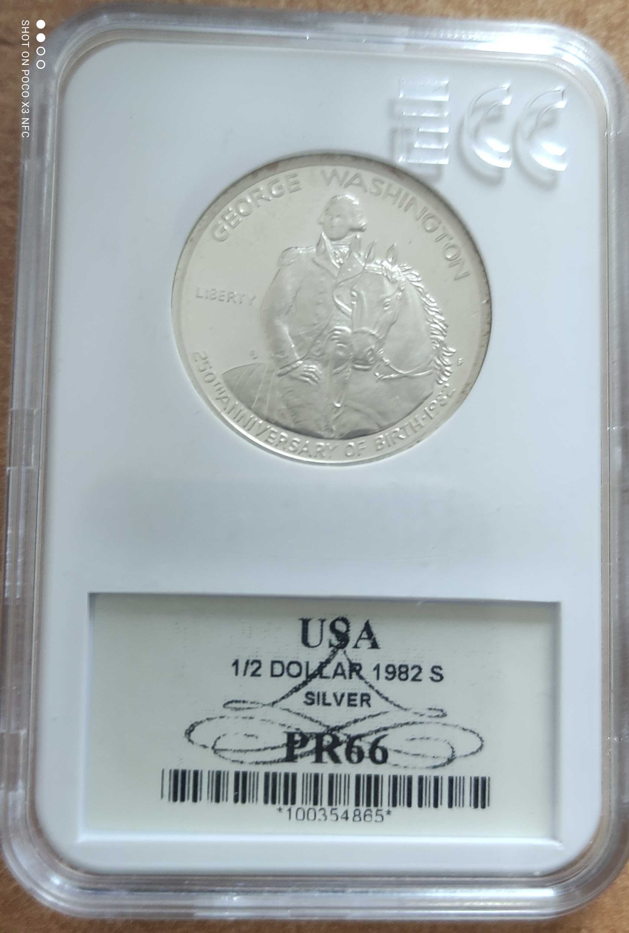Srebrna kolekcjonerska moneta USA half dollar 1982 srebro ag grading