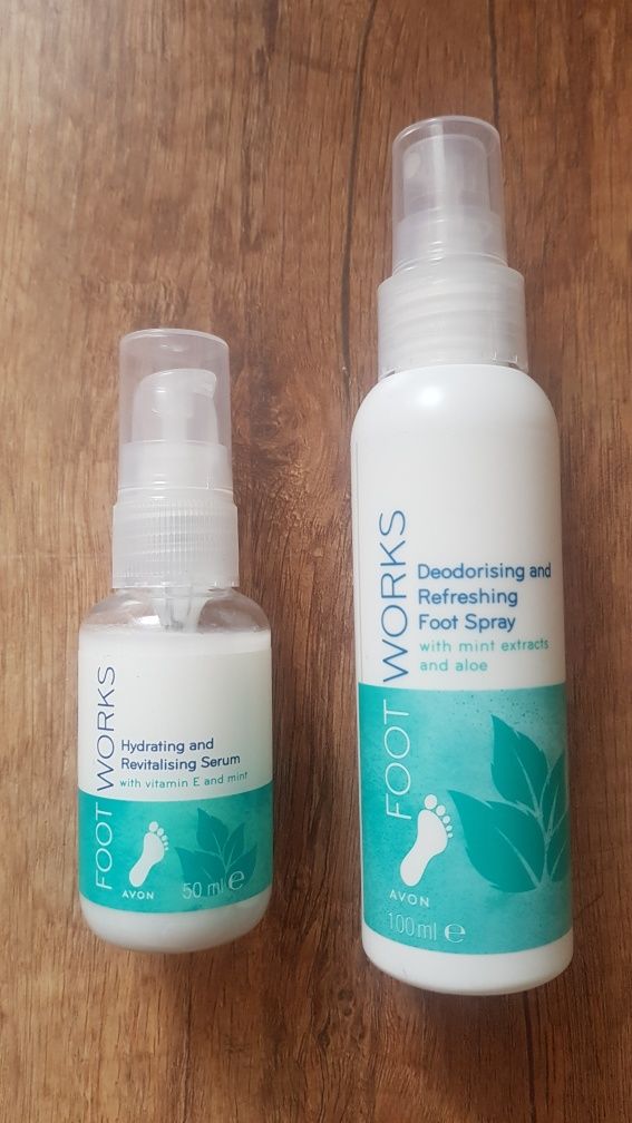 Avon Works serum spray do stóp mięta aloes maska kuracja lawendowa