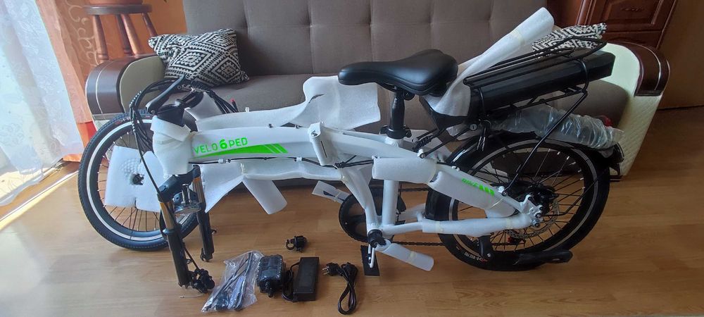 Rower elektryczny miejski składany VELO6PED ZAK biały (OKAZJA)