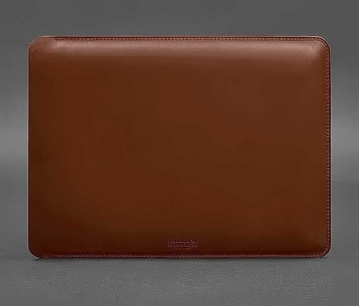 Шкіряний світло-коричневий чохол для MacBook 13, Коньяк краст