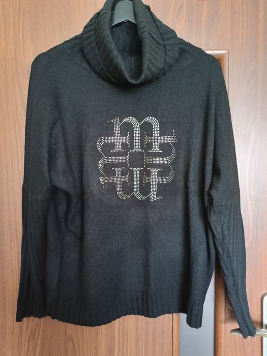 Sweter z golfem, Monnari XXL, CZARNY