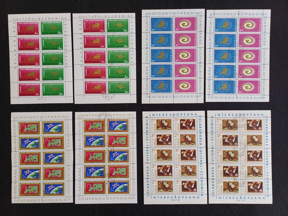 Filatelia - Roménia – 2 Mini folhas Intereuropeana, 1972