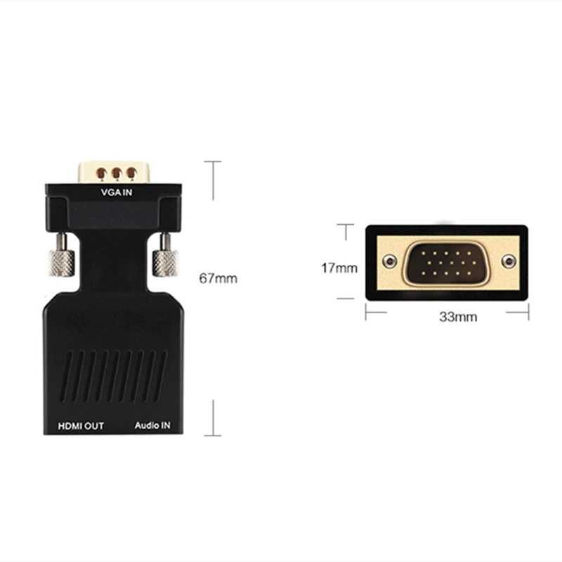 Conversor Adaptador VGA Macho para HDMI Fêmea c/ Áudio p/ PC Monitor