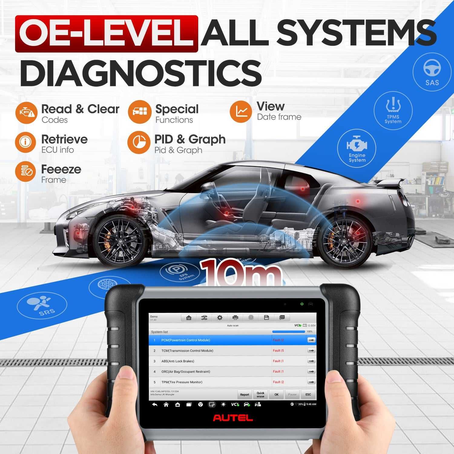 Autel MaxiCOM MK808BT PRO KIT Máq Diagnóstico OBD Original PT (NOVO)