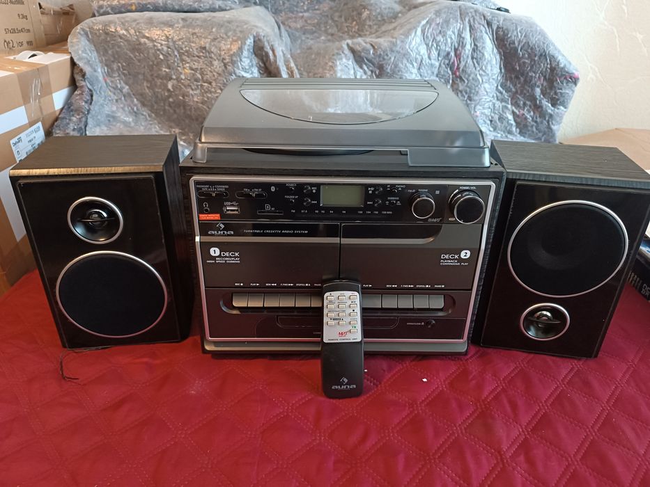 Програвач вінілу Auna 388-BT, BT, MP3, FM, SD, AUX, касета