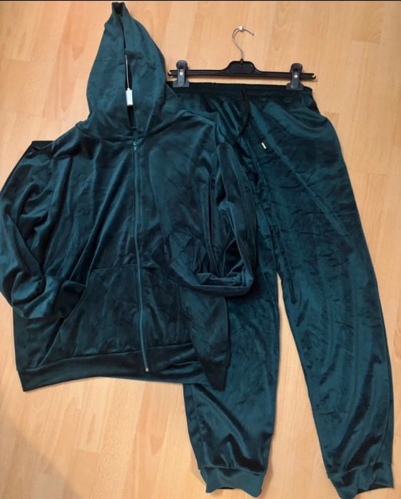 Dresy welurowe biust 130 zielone damskie bluza spodnie