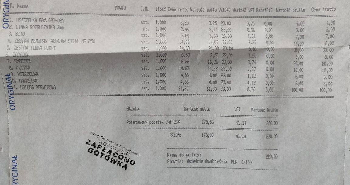 Piła motorowa spalinowa Stihl ms210