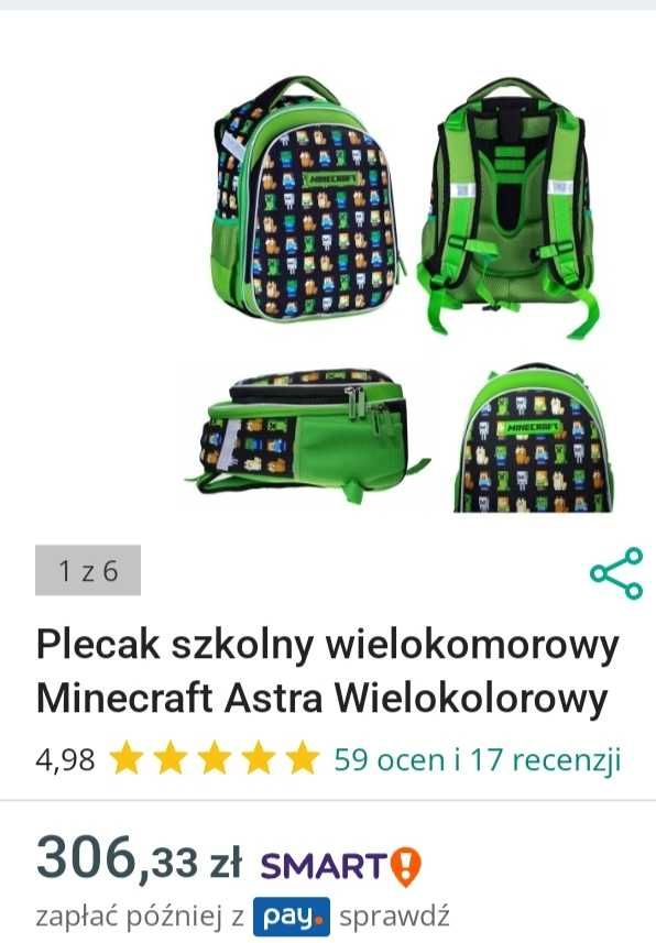 Astrabag Minecraft Tornister plecak zestaw piórnik plus worek