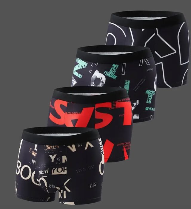 Набір 4 шт. Стильні чоловічі труси-боксерки з яскравими принтами
