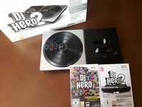 Wii - Jogo DJ Hero 1 e DJ Hero 2 + Mesa de Mistura / Controlador DJ