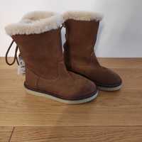28 NOWE Zara buty buciki kozaki śniegowce na zimę skórzane z futrem fu