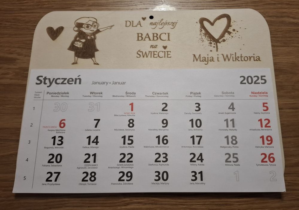 Kalendarz z okazji Dnia Babci i Dziadka
