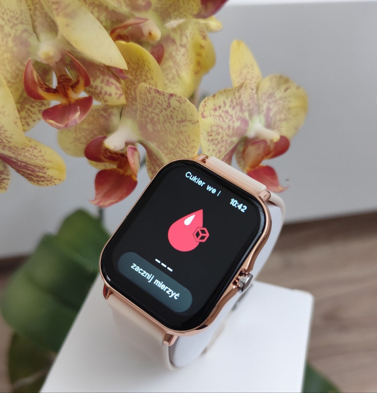 Śliczny,Złoty,Damski Zegarek, Smartwatch Nowy Pomiar Cukru