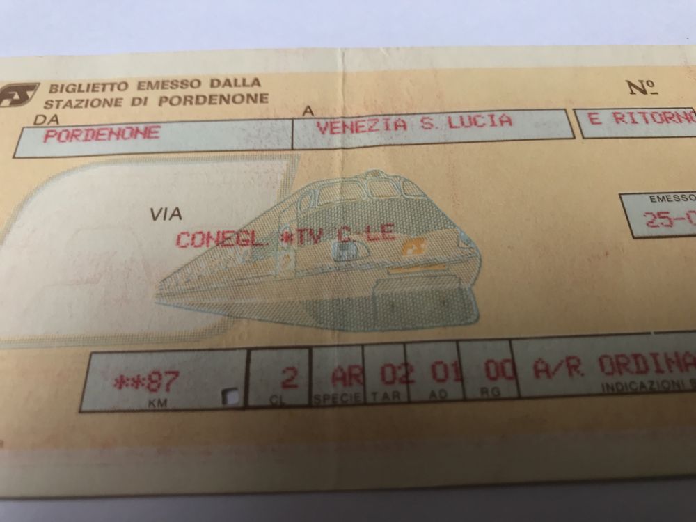 Włoski bilet kolejowy z 1991 roku