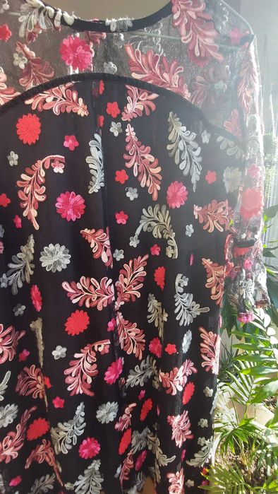 42,44 L XL sukienka haft kolorowa wesele elegancka kwiaty