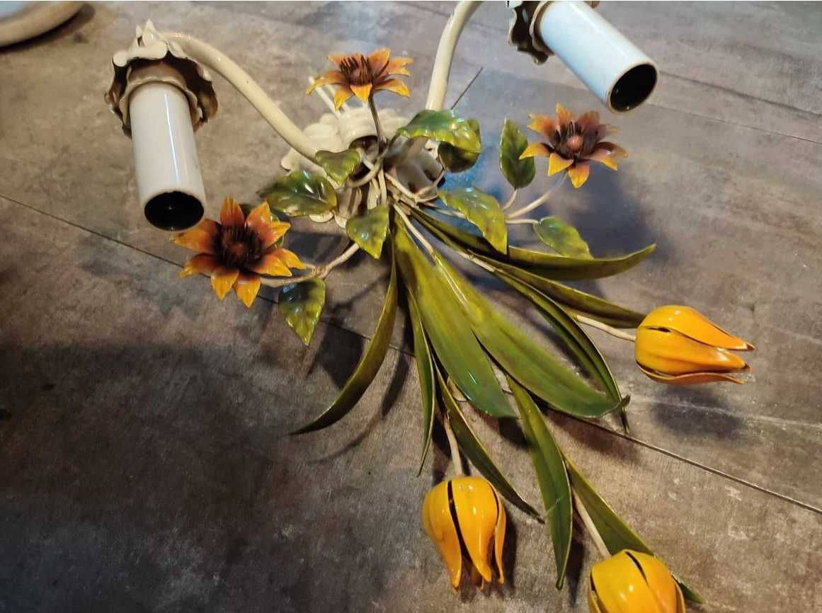 Kinkiet podwójny Salvadori,vintage kwiaty włoski
