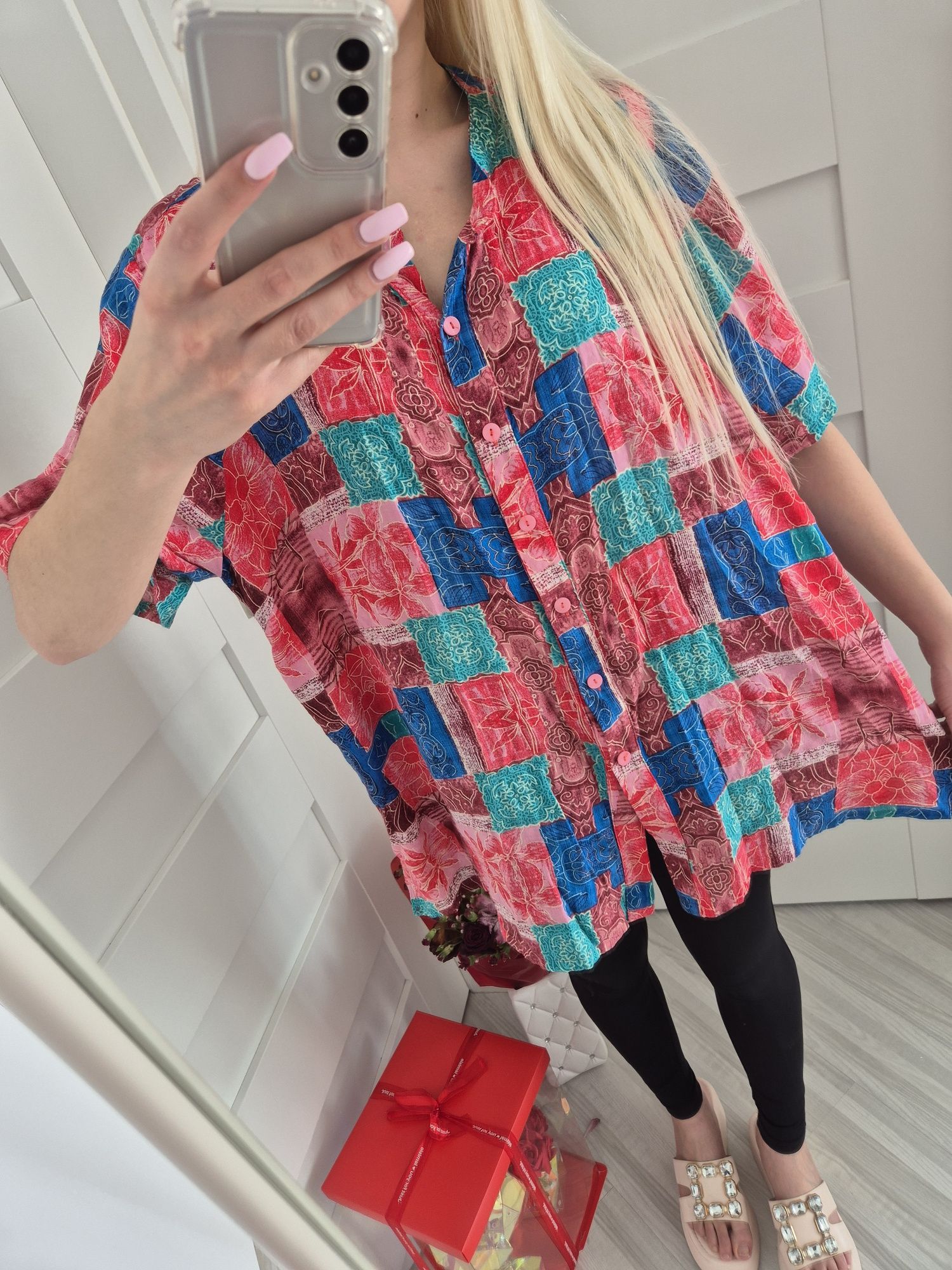 Koszula damska bawełniana luzna oversize kolorowa xxl