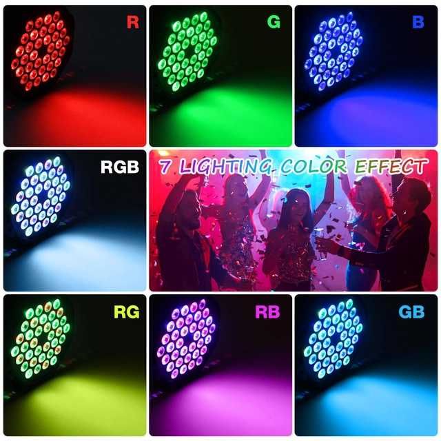 Zestaw 4 x Kolorofon DMX 36 RGBW LED PAR 72W PILOT światła dyskotekowe