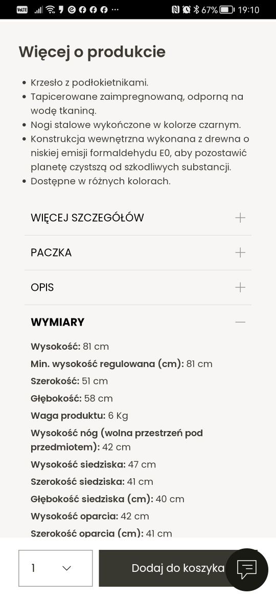 Krzesło z wodoodpornym materiałem, jak nowe, Kave Home