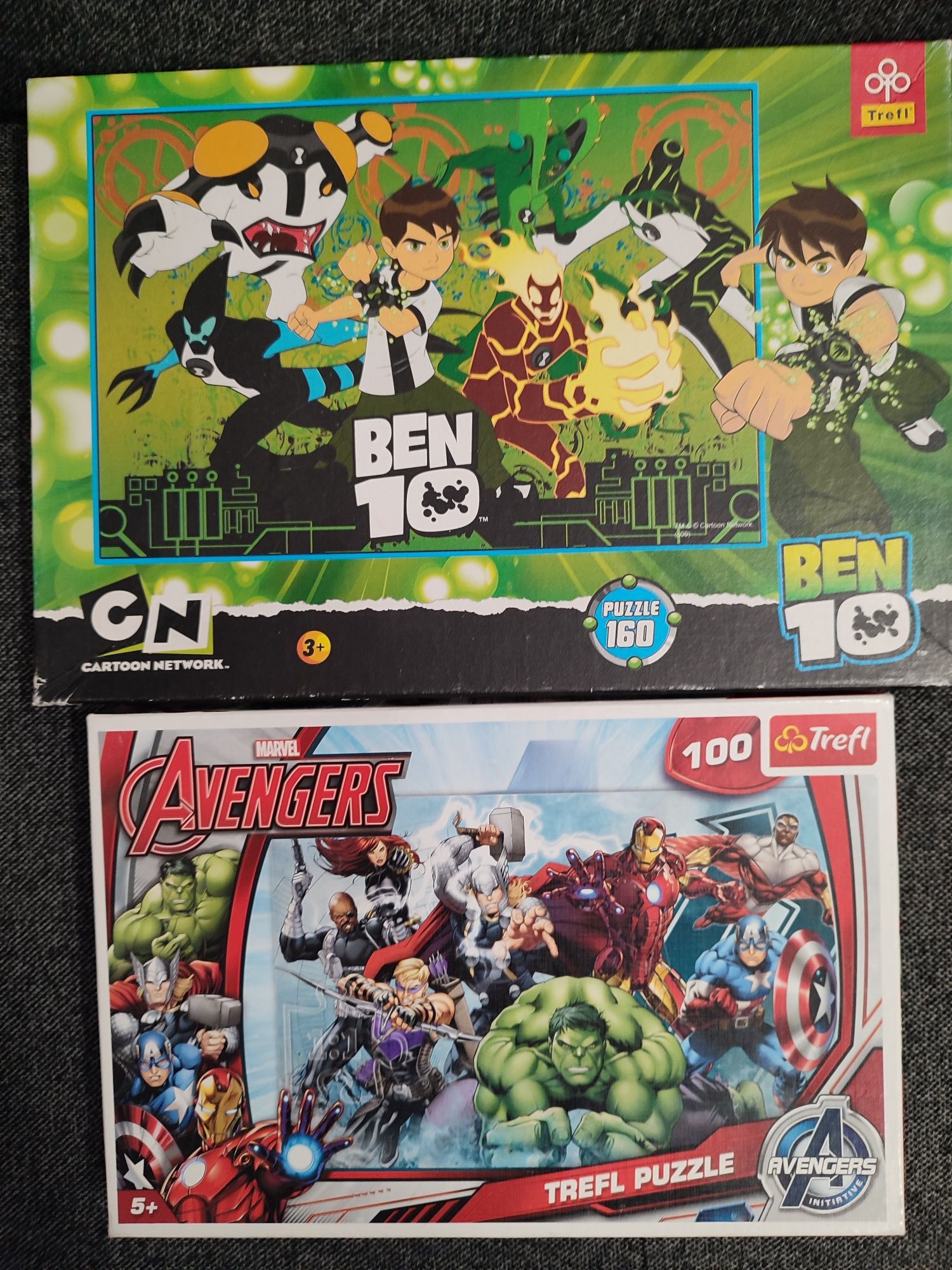 Puzzle Ben 10 160 szt. i Avengers 100 szt. Trefl Cartoon network