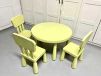 Zestaw IKEA MAMUT Stolik + 3 krzesła kolor jasnozielony