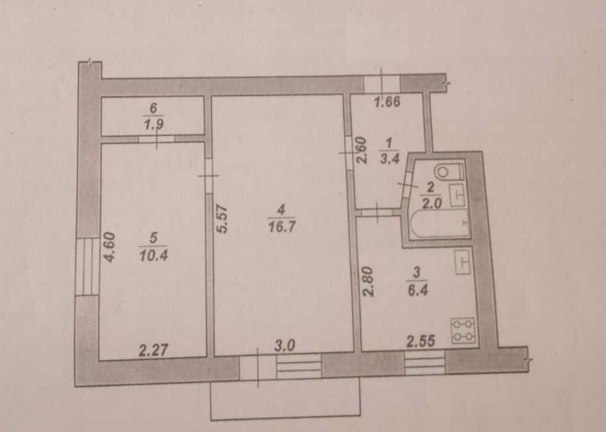 2-кімнатна квартира на Привокзальному майдані, цегла 2/5