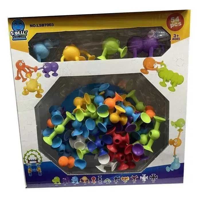 Silikonowe klocki konstrukcyjne przyssawki dla dzieci 54 elementów PL