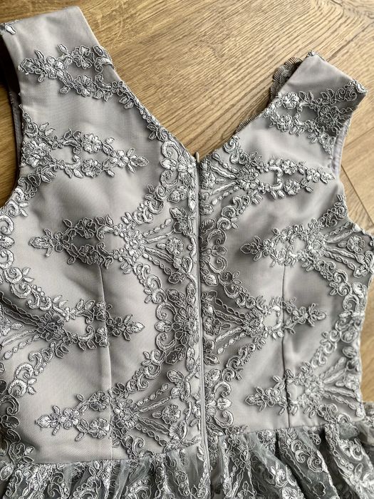 Piękna szara sukienka koronka 40 wesele sylwester