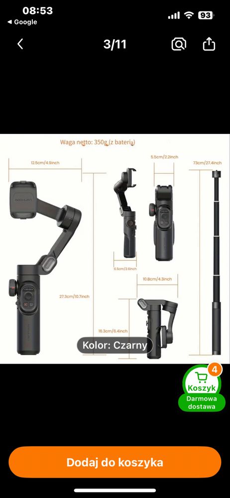 Nowy Trzy Osiowy Stabilizator do smartfonów
