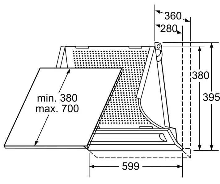 Okap pochłaniacz Constructa CD22130 - uchylny podszafkowy integr. 60cm