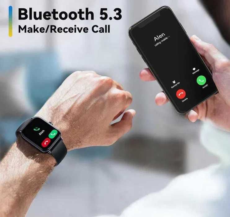 Septoui Smartwatch damski i męski, ekran dotykowy 2,0" czarny