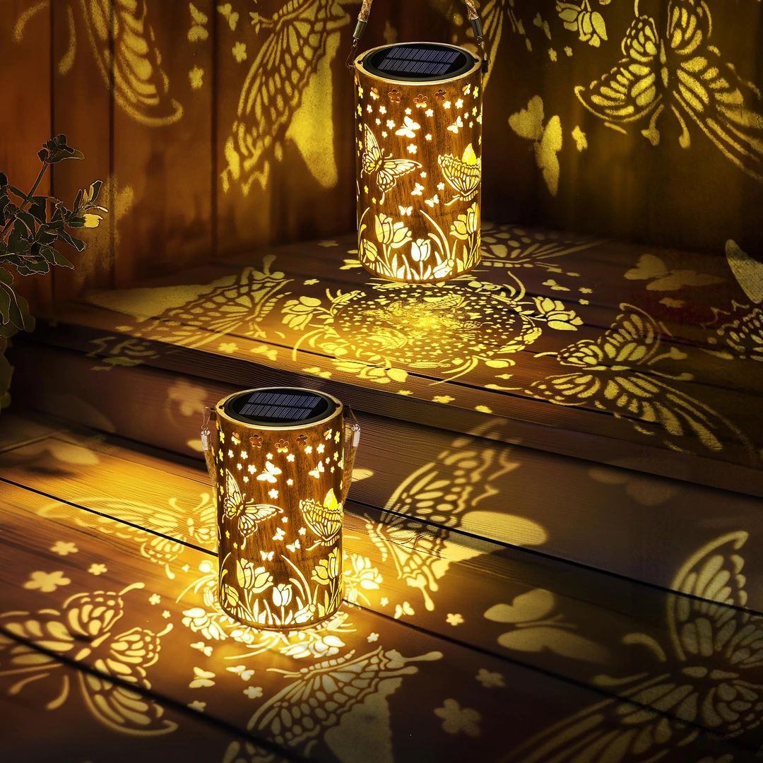 Lampy solarne Qedertek LED motylki 2szt. do ogrodu, wodoodporne