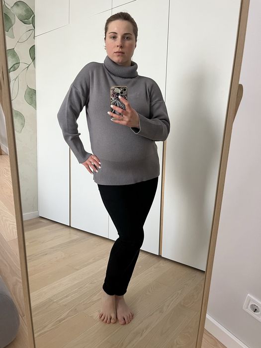 Теплий стильний светр для вагітних сірого кольору, розмір One Size
