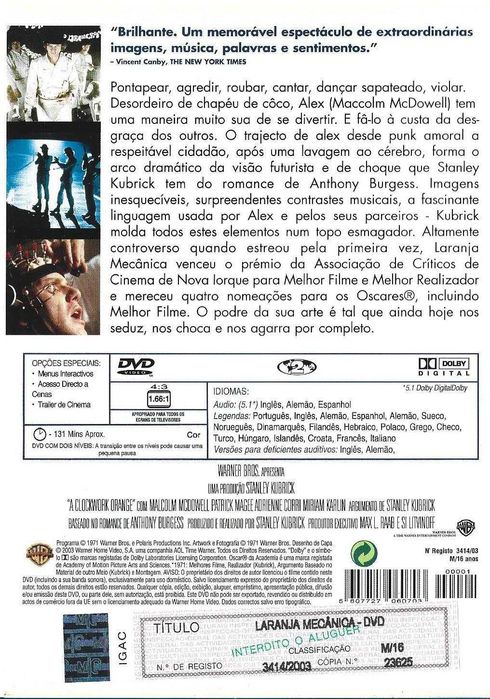 Laranja Mecânica - - - Filme - - - - - DVD