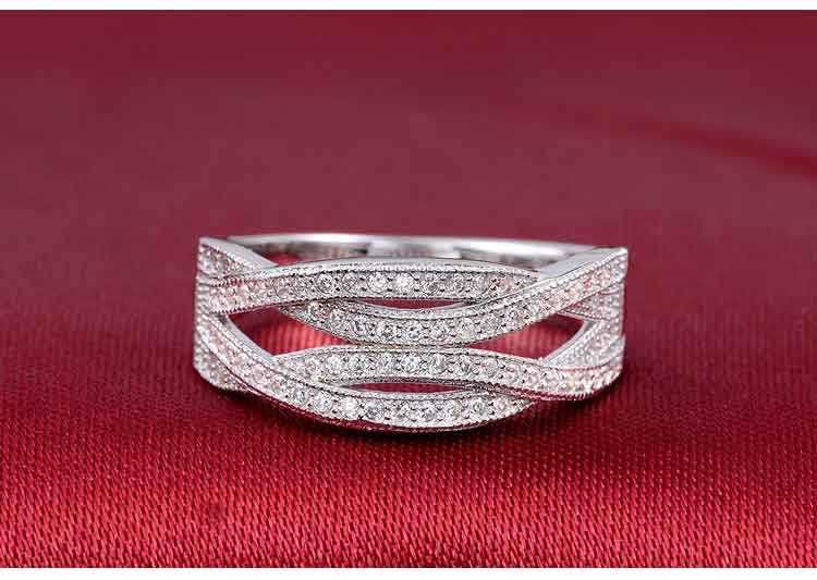 Nowy pierścionek srebrny kolor posrebrzany małe cyrkonie elegancki