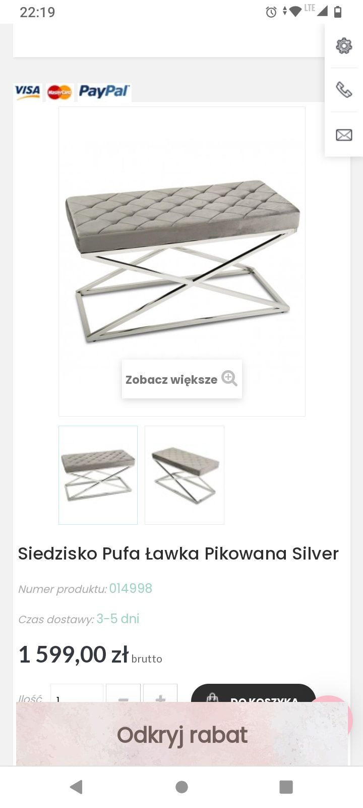 Pufa ławeczka glamour