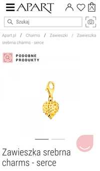 Apart charms srebro zlocone 925 srebrna serce