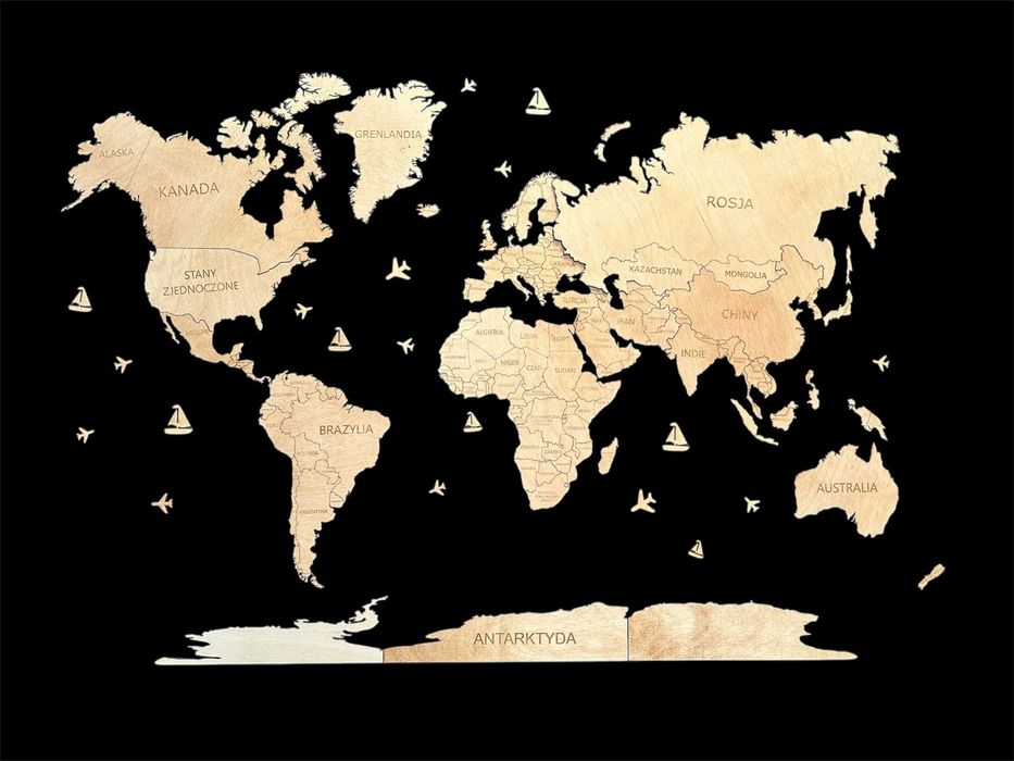 Mapa Świata z Antarktydą 150x90m Winchester prezent, ozdoba