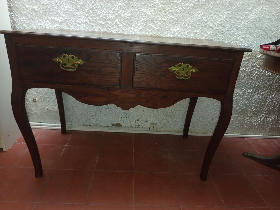 Mesa de apoio antiga em madeira 1.10x55x78Cm