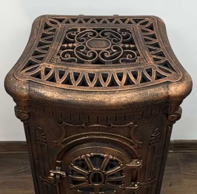 Піч камін буржуйка чавунна Bonro подвійна стінка 9 кВт Золота та чорна