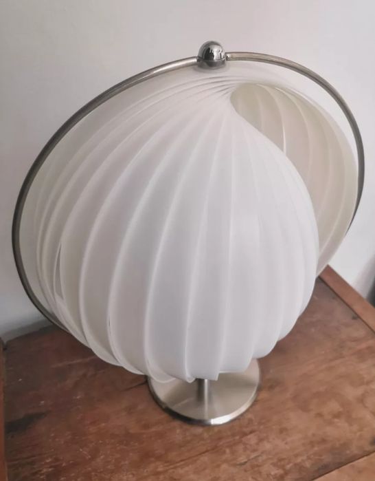 Lâmpada de Mesa KARE DESIGN “Moon” Branco & Cromado, Estilo Space Age