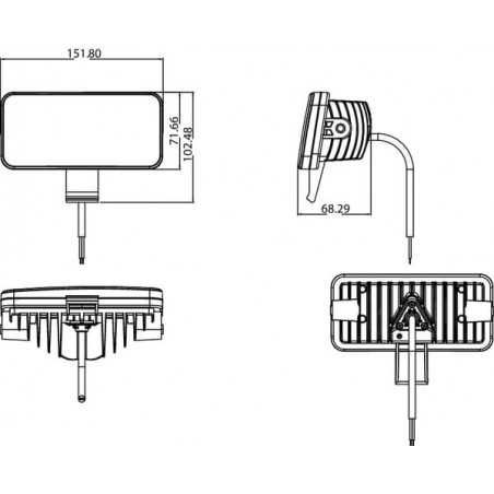 Lampa robocza LED, prostokątna 54W 4100lm 10/30V światło rozproszone