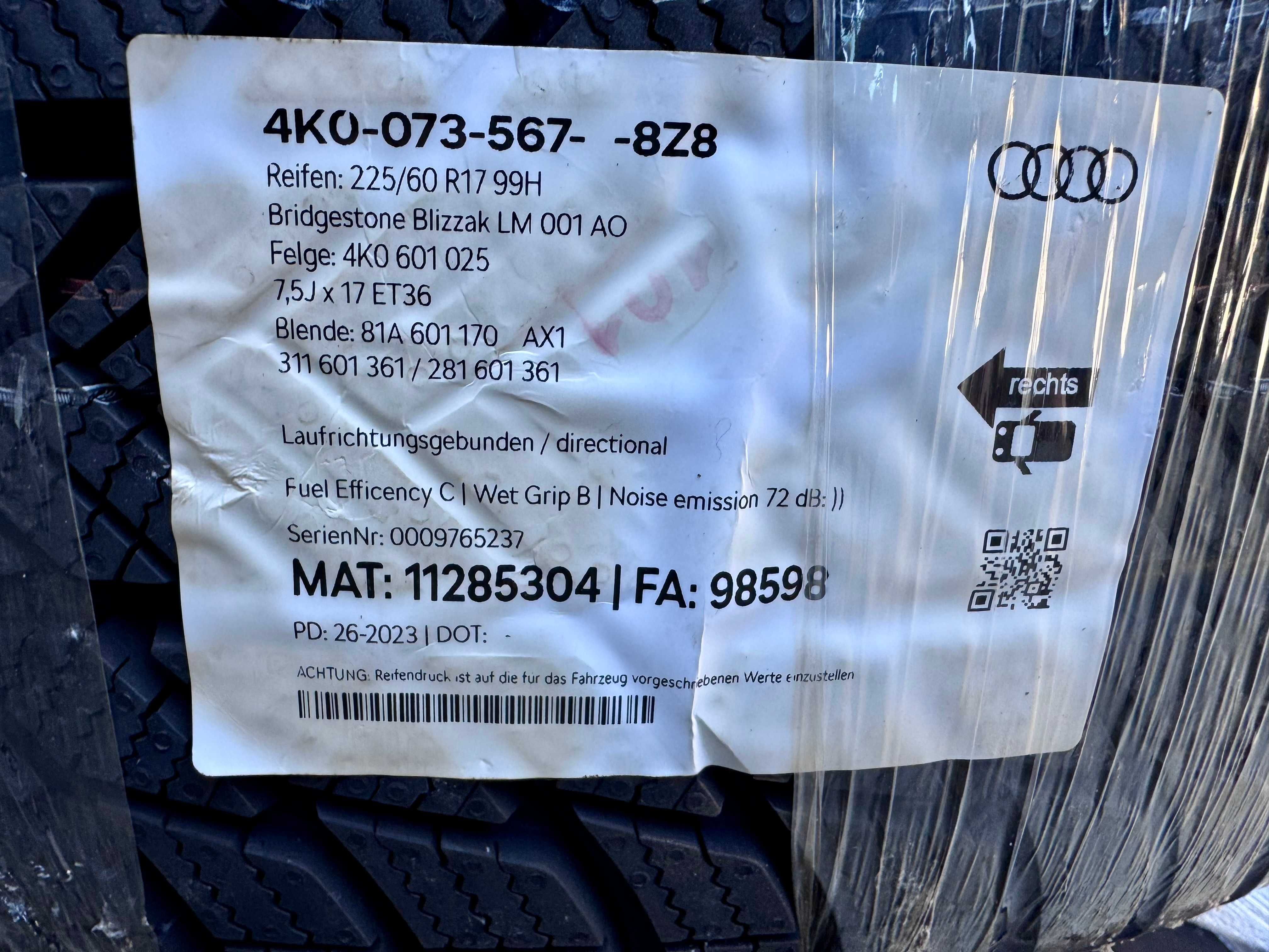 Alufelgi AUDI A6 C8 S-Line (8K0) Oryginalne Zimowe FABRYCZNIE NOWE