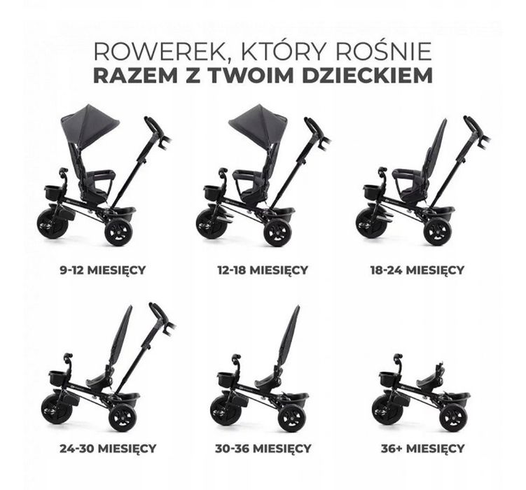 Rowerek trójkołowy Kinderkraft Aveo 2w1 szary