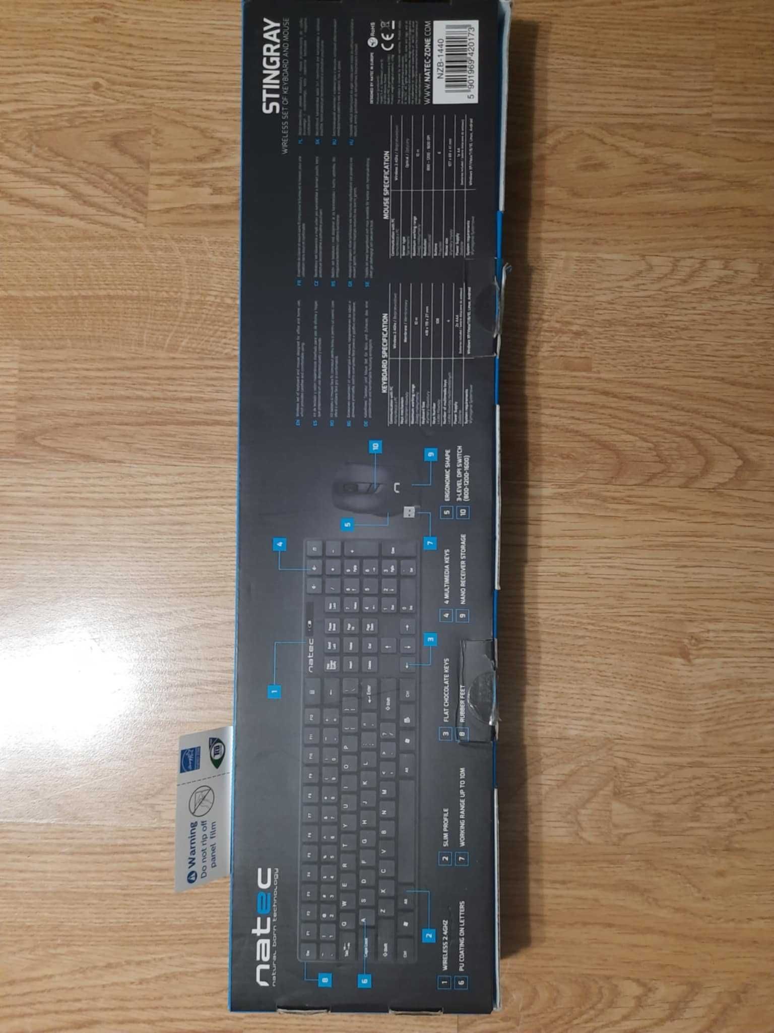 Bezprzewodowa klawiatura i mysz USB Natec Stingray