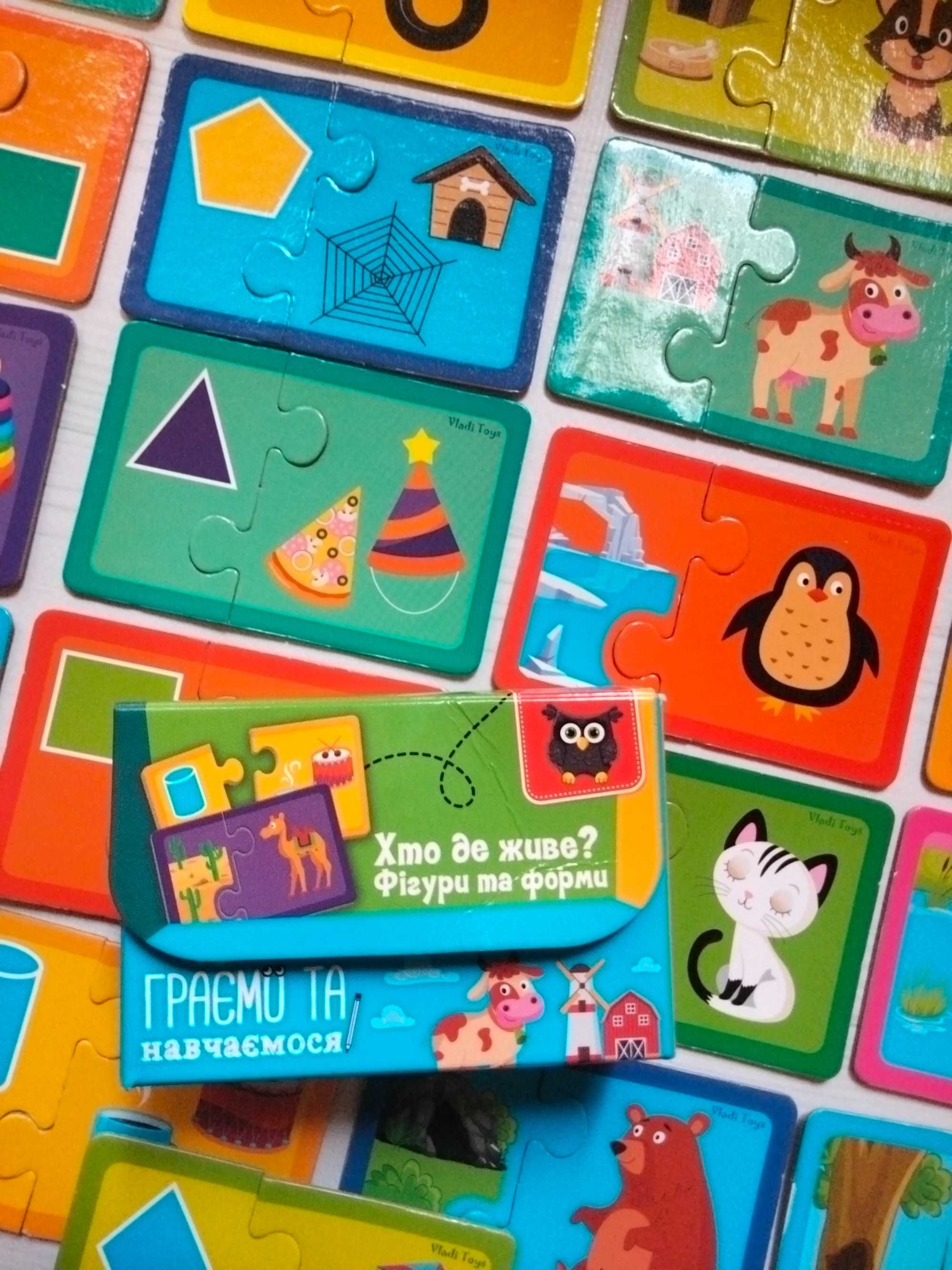 Обучающие пазлы Хто де живе? Фігури і форми от 3 до 5 лет Vladi Toys