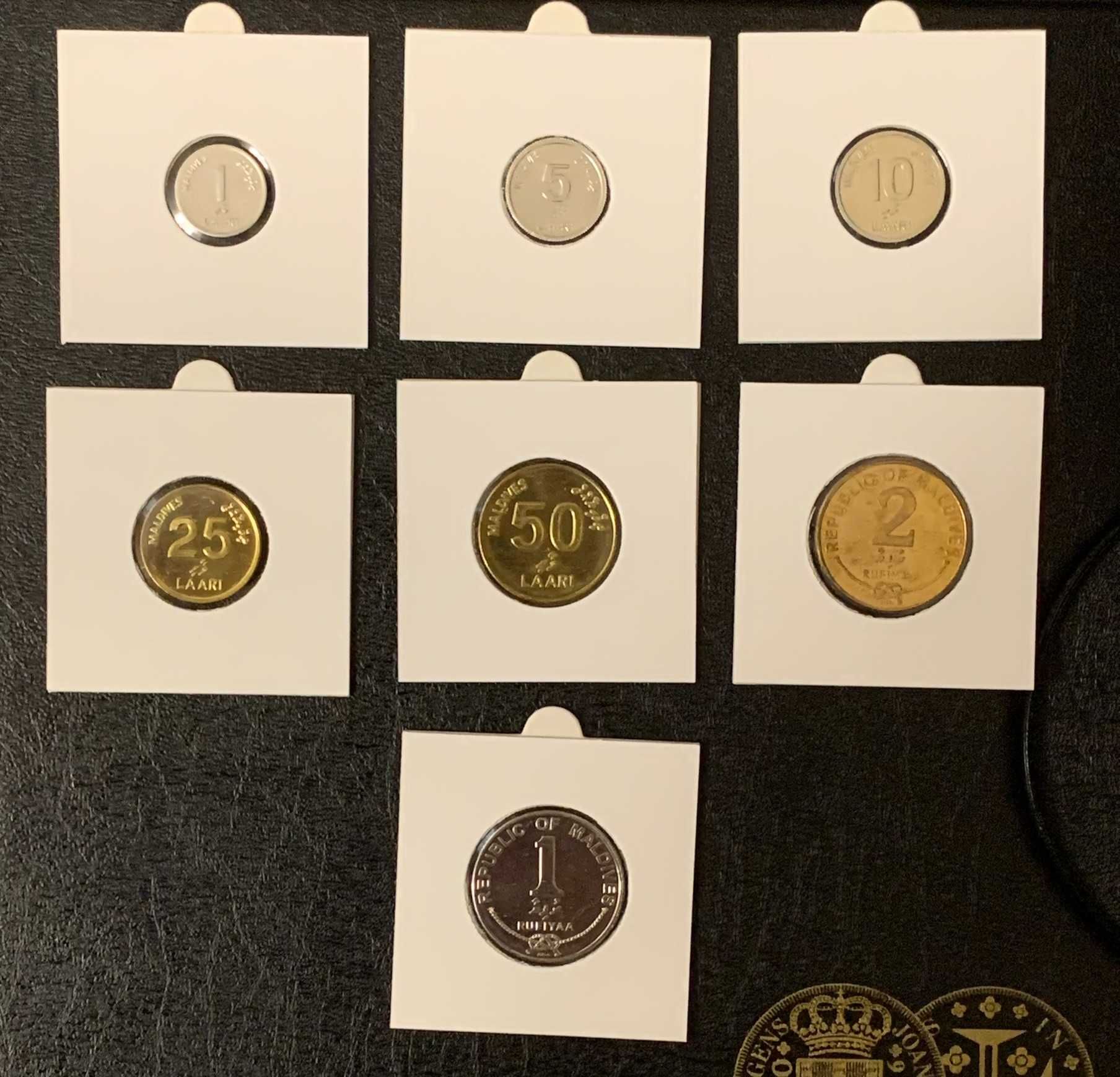 Conjunto 7 Moedas Maldivas - NOVAS