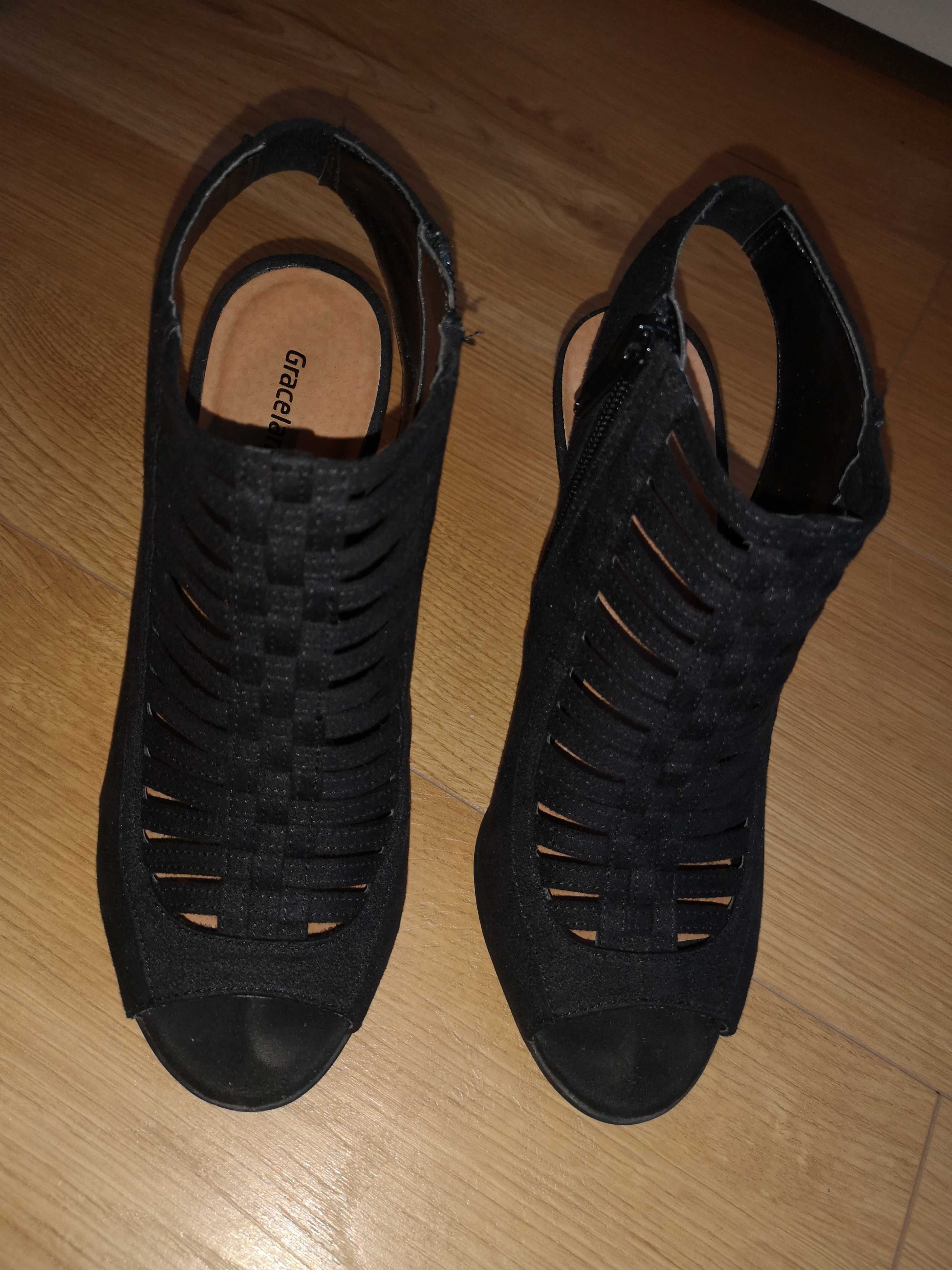 Buty szpilki sandały na obcasie czarne r 37