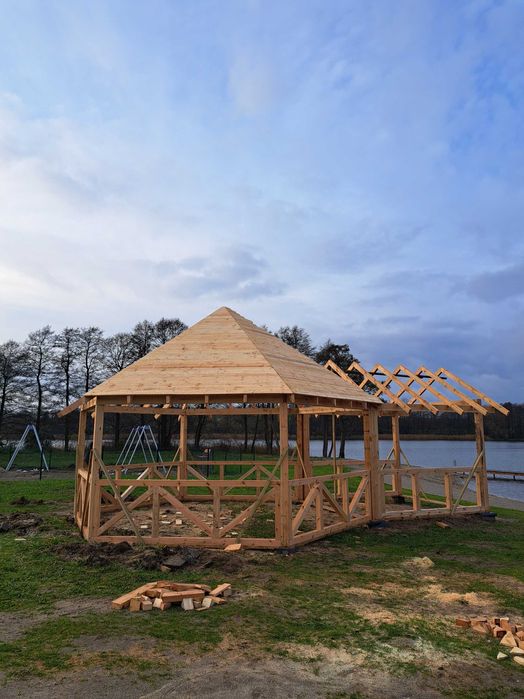 Domy drewniane szkieletowe sauny tarasy altany wiaty ogrody zimowe