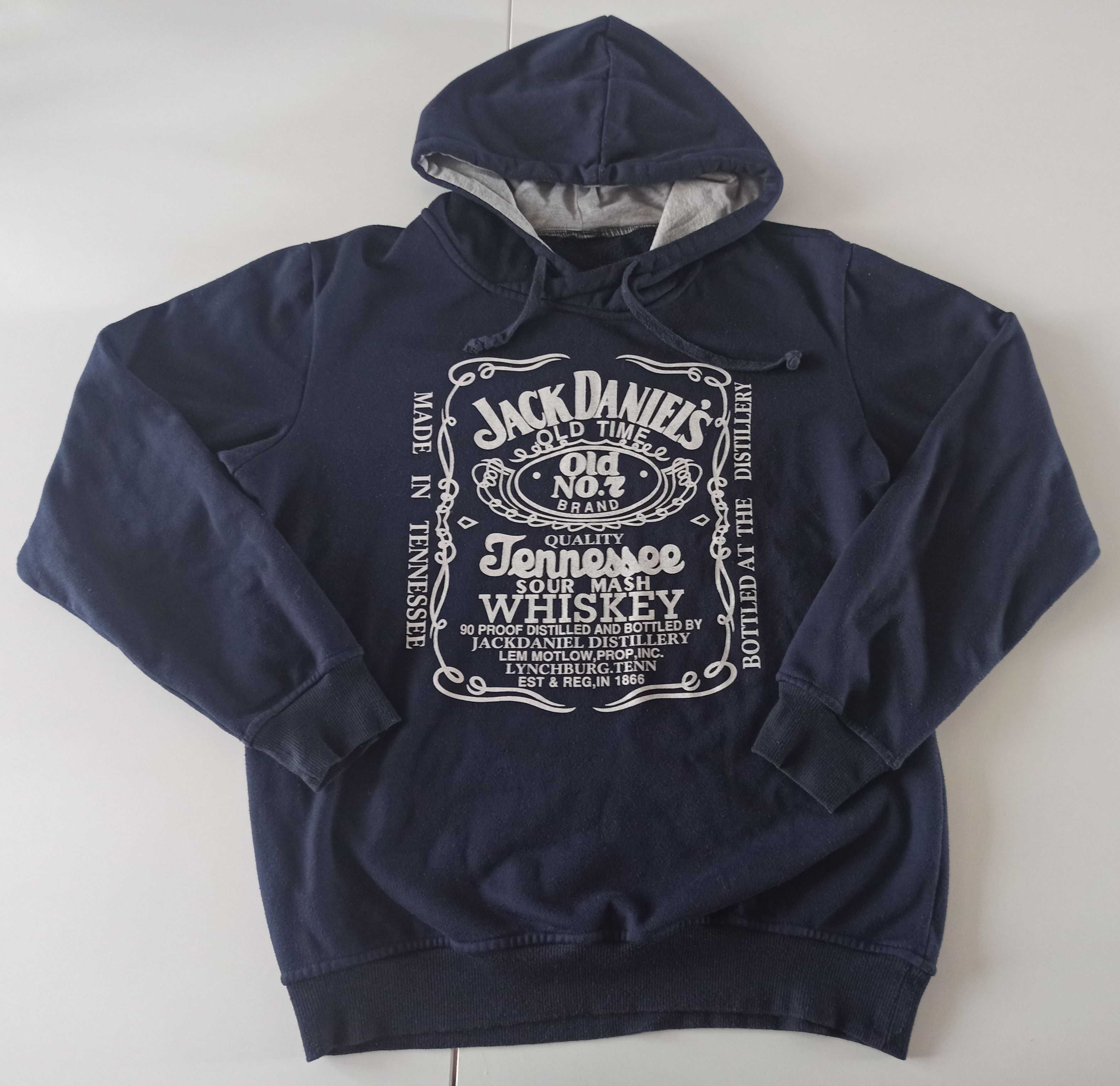 bluza z kapturem Jack Daniels rozmiar L granatowa nadruk whisky